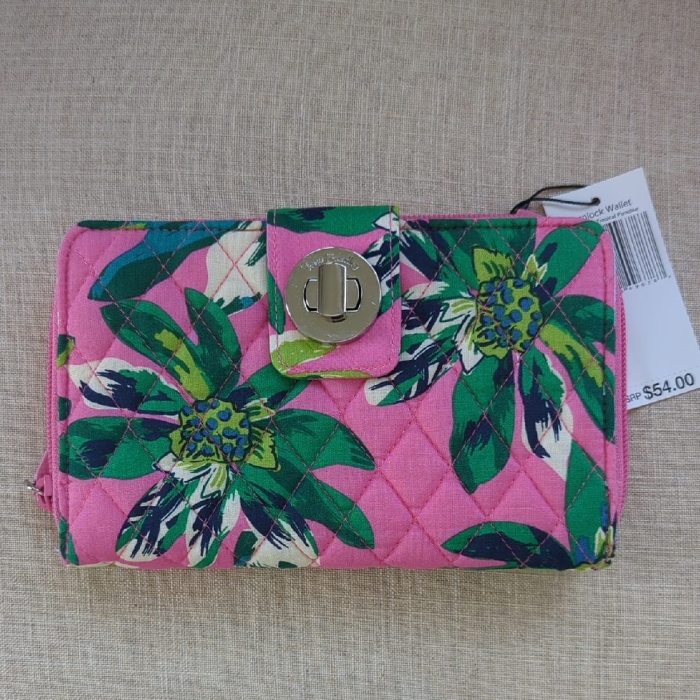 Floral Quilted Wallet - Pink & Green NWT